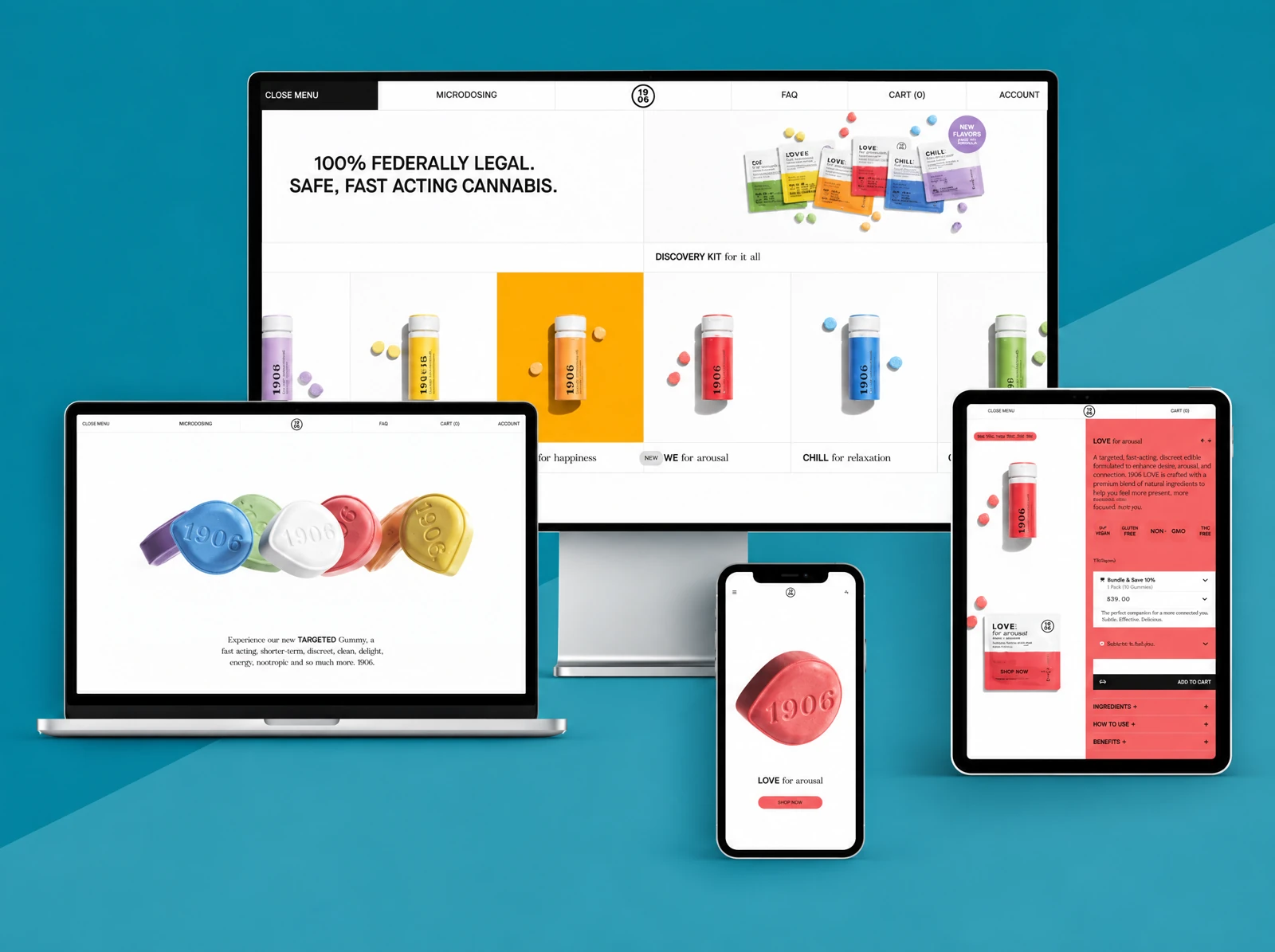 1906 storefront mockup on desktop, laptop, tablet, and mobile